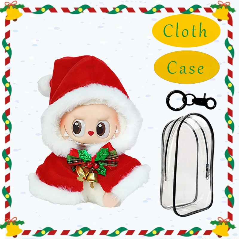 17 سنتيمتر ملابس دمية قطيفة صغيرة الزي اكسسوارات ل Labubu V3 V1 V2 عيد الميلاد كوكي رجل سترة قبعة الملابس هدية السنة الجديدة #1