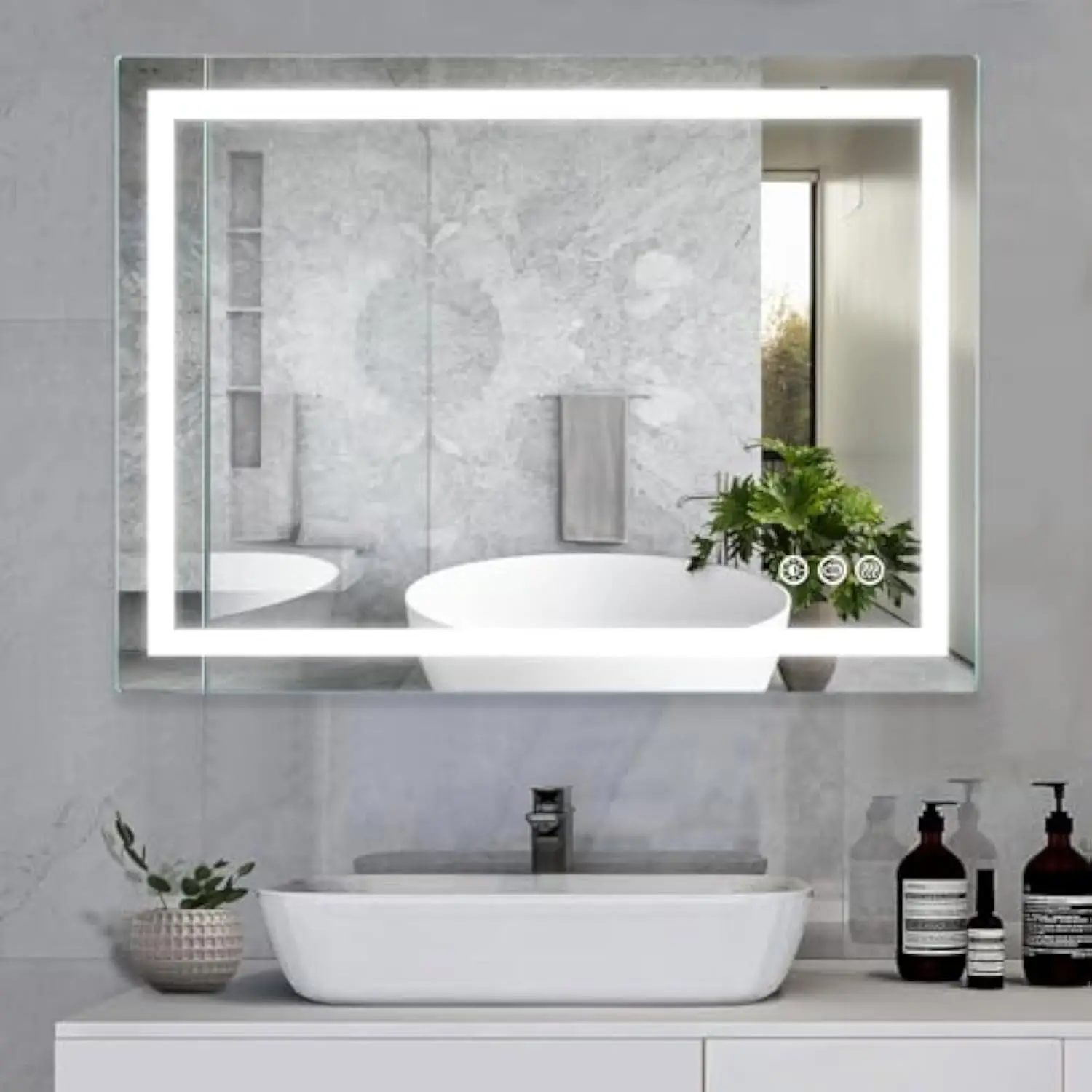 

Led Bathroom Mirror, 36X28 英寸 Frontlit Bathroom Vanity Mirrors with Lights, Mirrors for Wall with Smart Touch Button, 3 Color