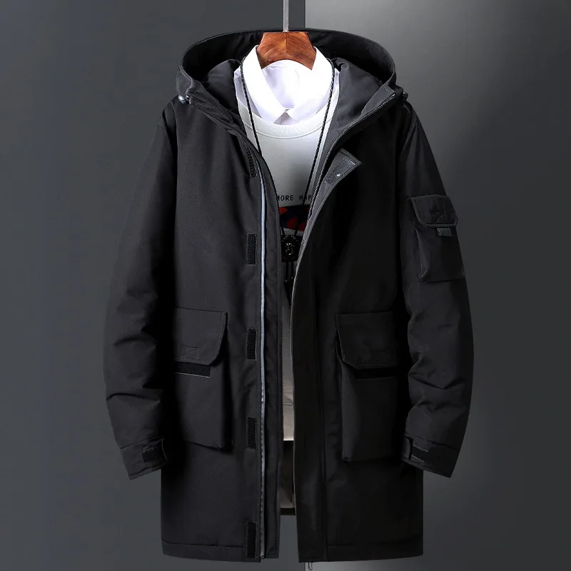 Vestes longues en coton pour hommes, vêtements de travail épais à la mode, couleur unie, décontracté