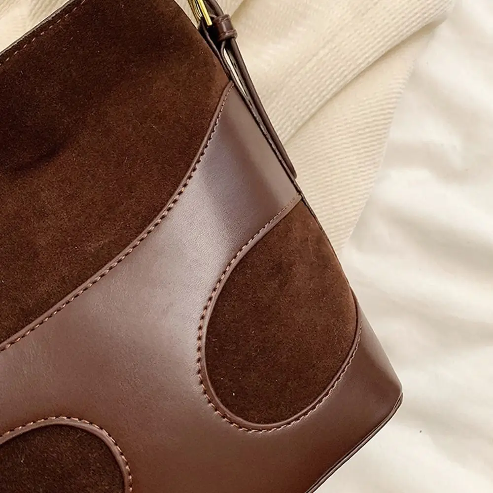 Casual Tassels Pendant Faux Suede Bucket Bag Shoulder Bag Large Capacity Slouchy Hobo Bags Handbag Solid Color Tote Bag Travel