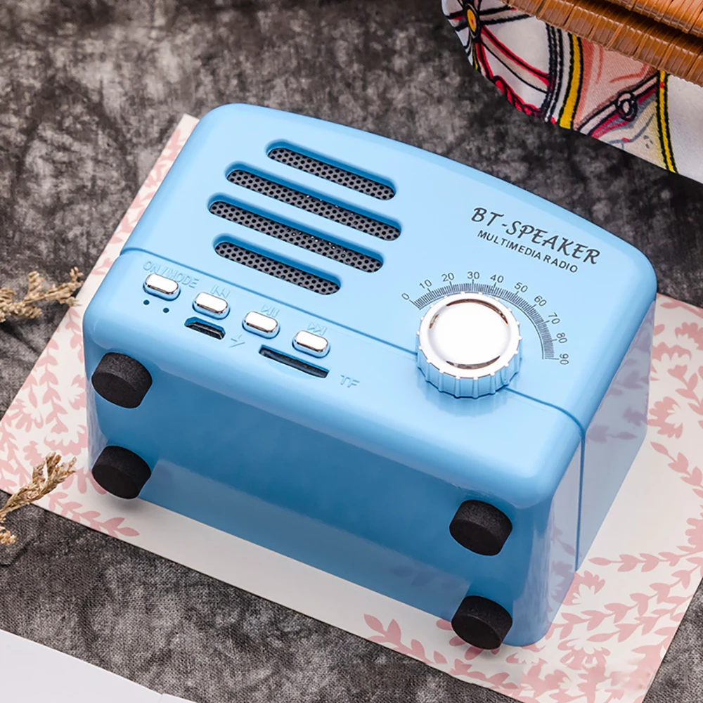 BT01 Retro Bluetooth Speaker Old Classic Speaker Strong Bass Enhancement Sound Box with FM Radio Wireless Charging Mini Speaker