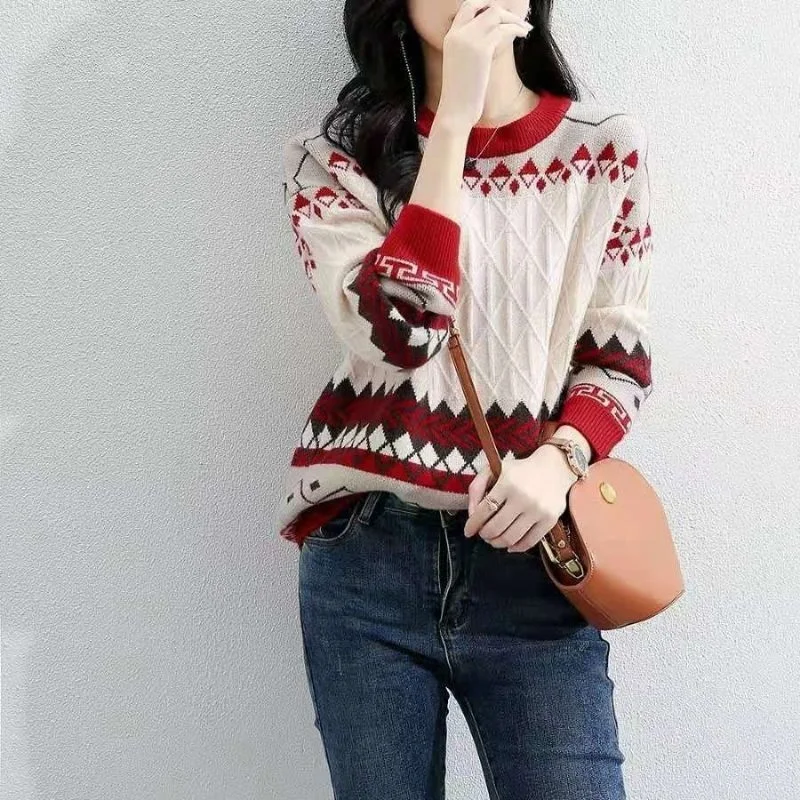 

Новые женские свитера Осень-Зима 2026: Свободный крой, круглый вырез, вязаная базовая кофта, модный пуловер, теплый повседневный топ для женщин