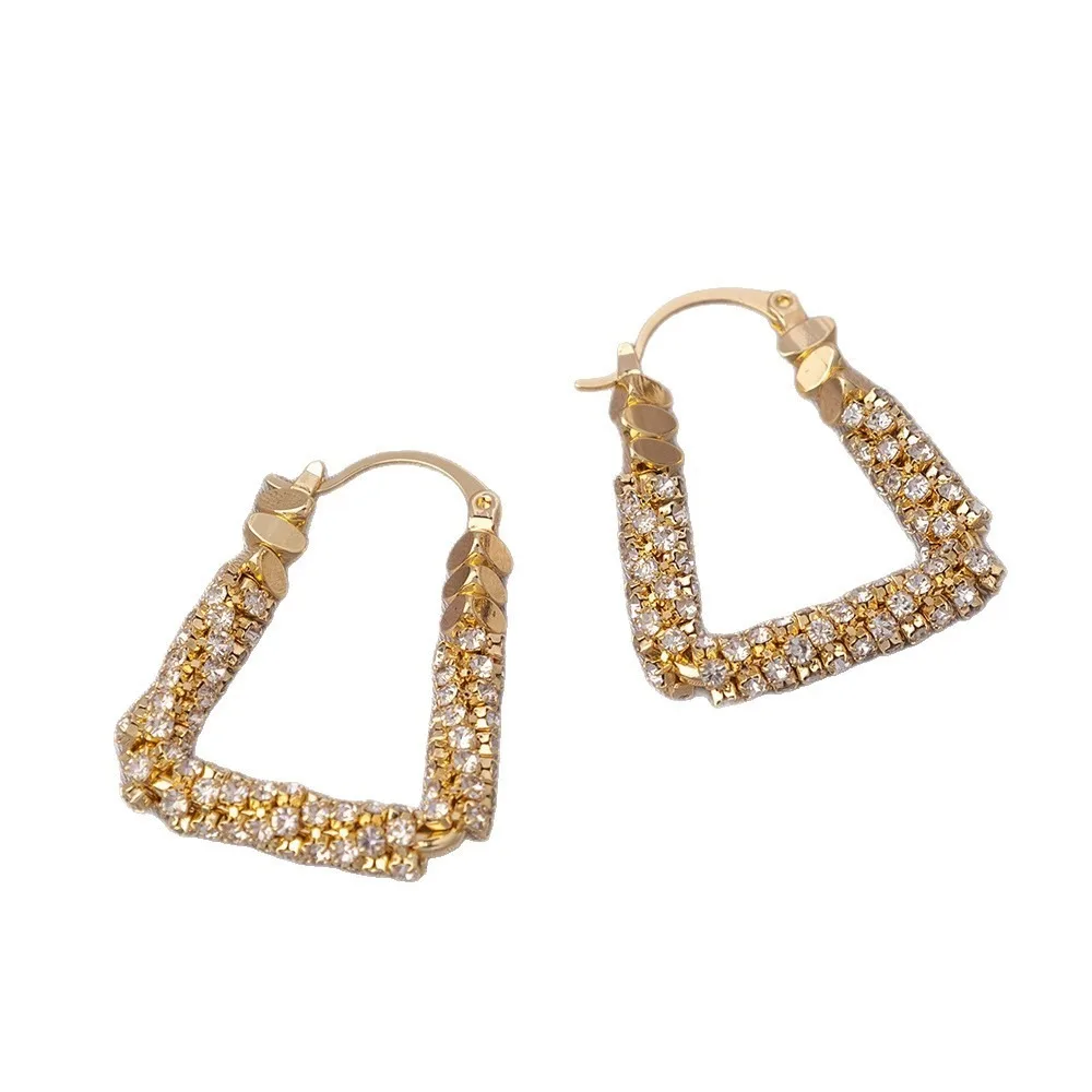 Alloy Geometric Stud Earrings Micro Set Zircon Irregular Shape Statement Earrings Geometric Design Irregular Earrings For Women