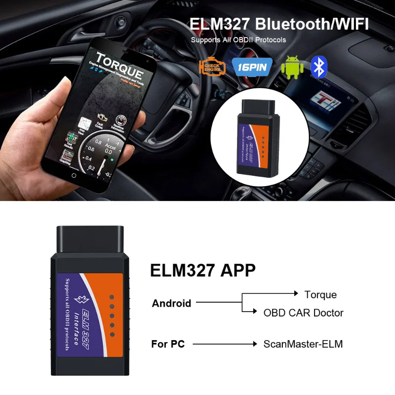 ELM327 V2.1 OBD2 Scanner Bluetooth Car Diagnostic Tool For Android /IOS Code Reader Automotive Fault Detector tools