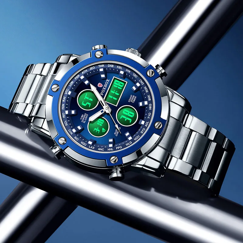 2026 FOXBOX New Military Analog Digital Wristwatches For Men Top Brand Luxury LED Alarm Waterproof Chronograph Quartz Men Watch