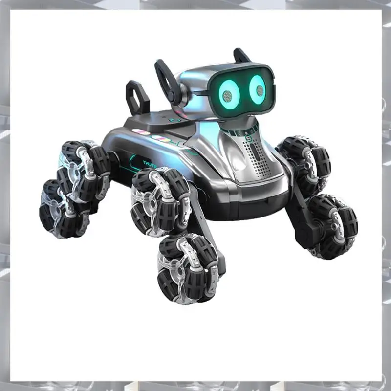 A84F-RC Stunt Drift Robot Dog Remote Control Robot Dog  With Light Music 8 Wheels Gesture Sensing Control  For Kids