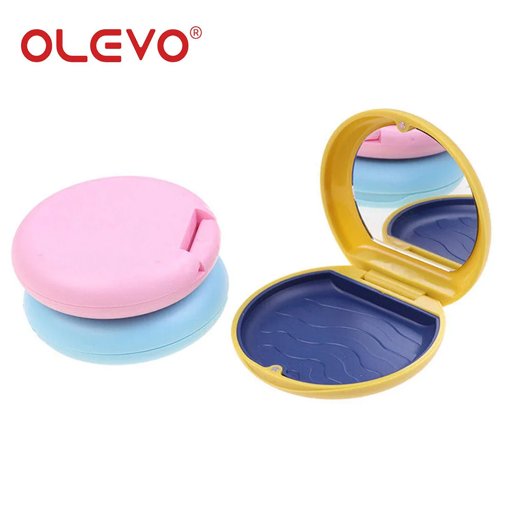 OLEVO Dental Invisible Brace Retainer Box With Mirror Mouth Guard Denture Storage Orthodontic Aligner Case False Teeth Organizer