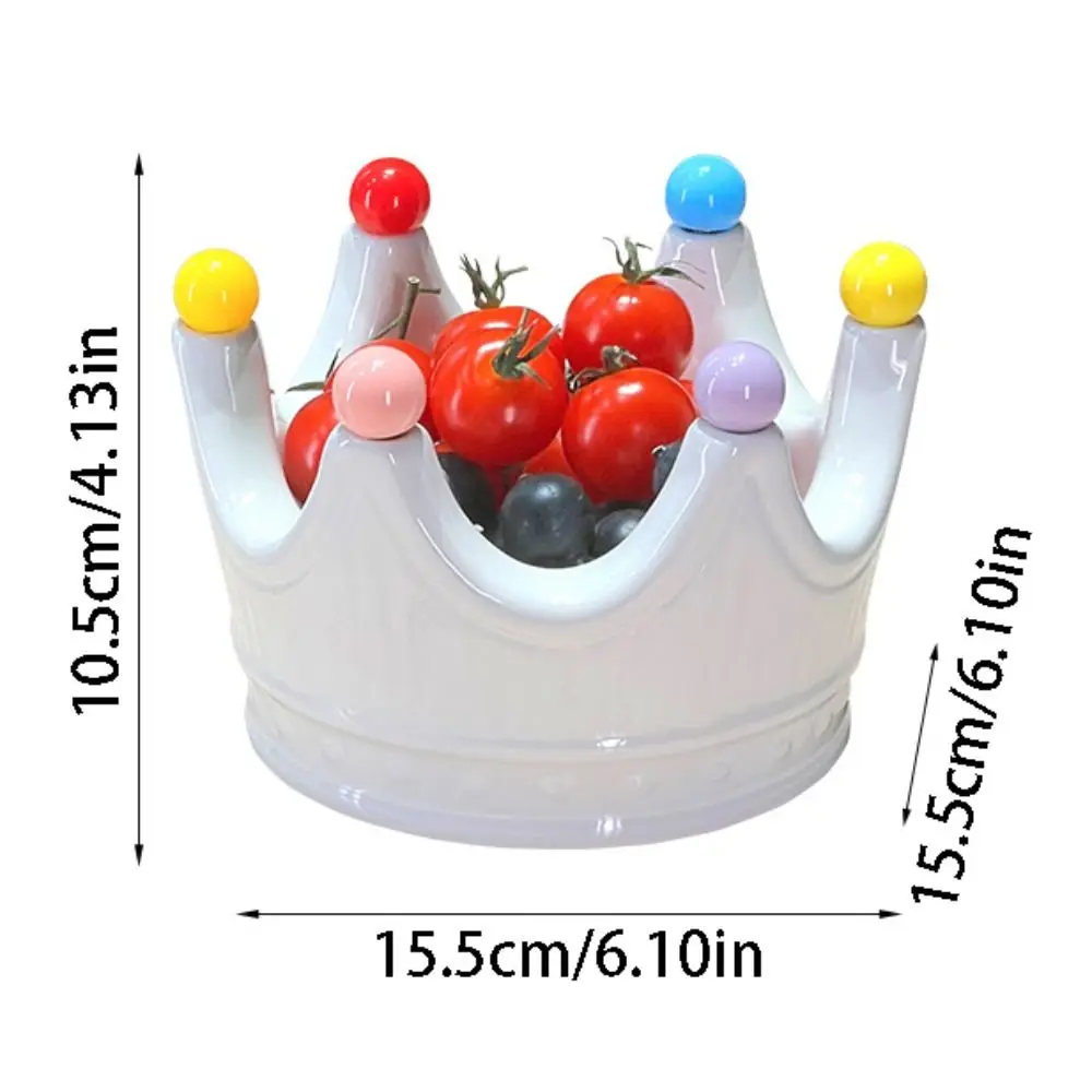 Ceramic Crown Fruit Fork Set Rustproof Creative Dessert Salad Fork Decorative Reusable Crown Fruit Tray with Fork Picnics
