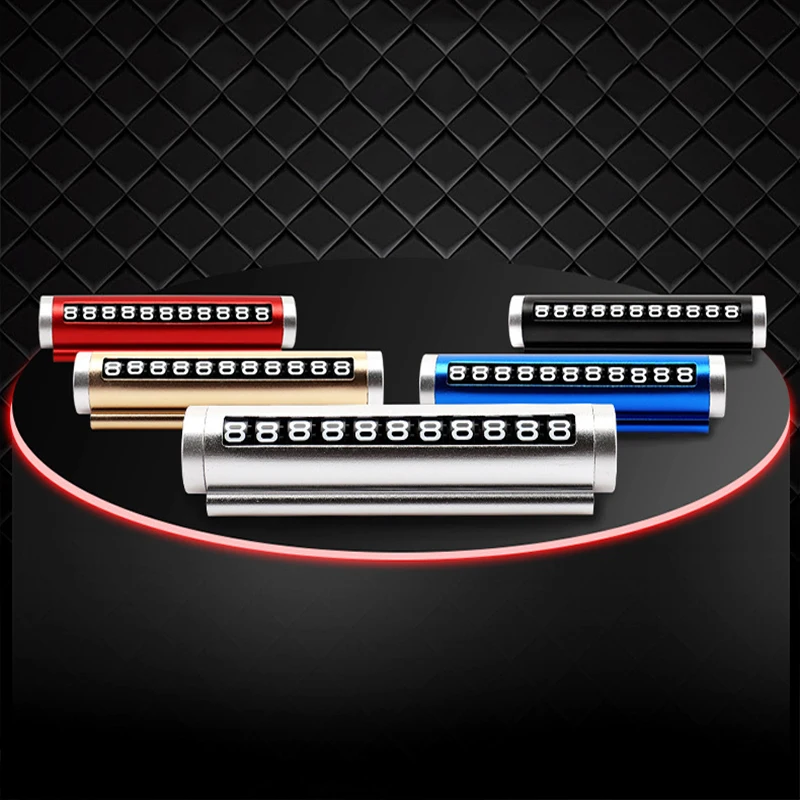 Carte de stationnement temporaire universelle en métal pour voiture, rouleau rotatif d'arrêt de stationnement, autocollants de plaque d'immatriculation de téléphone, style de voiture, accessoires automobiles