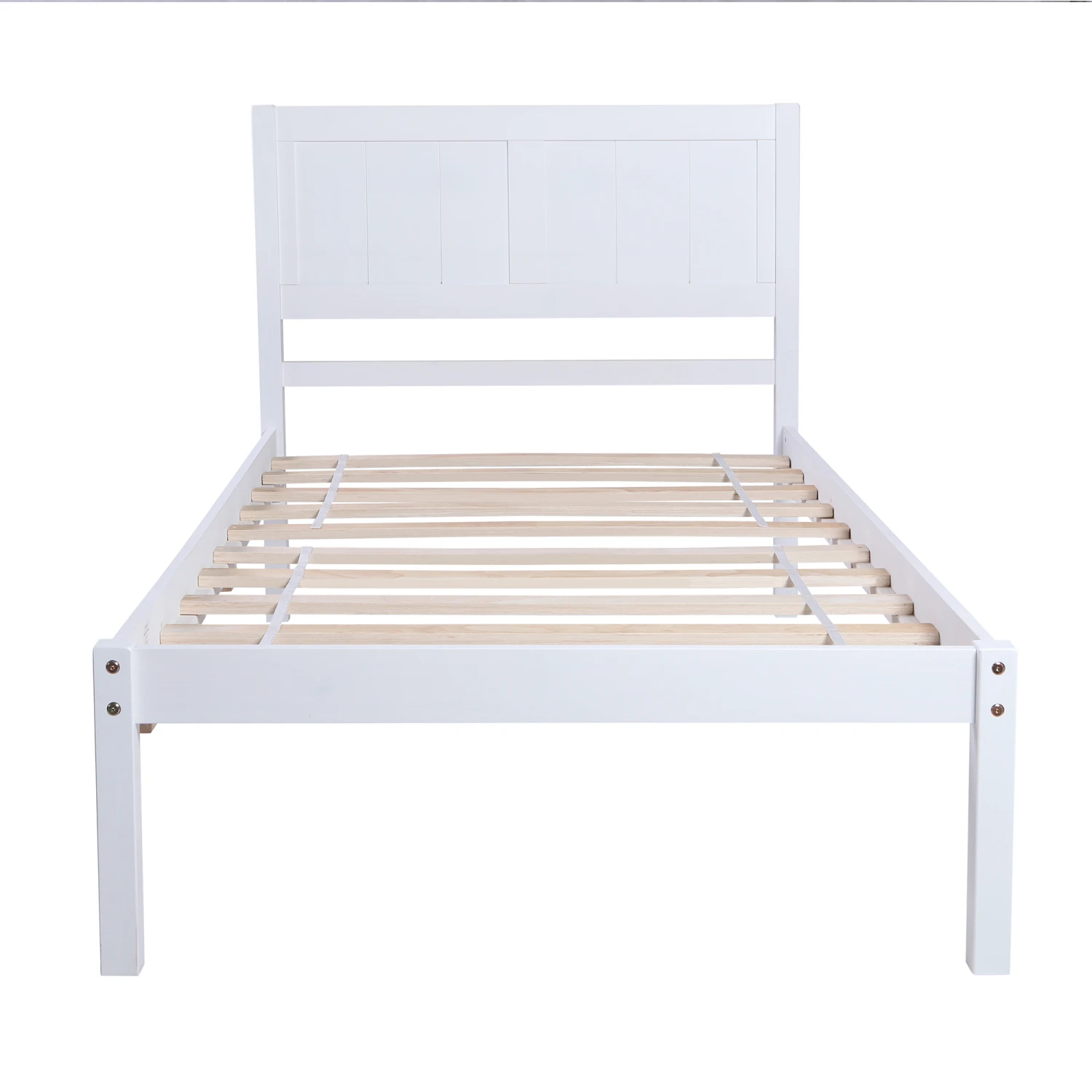 Wood Twin Size Platform Bed with Headboard - Premium Quality Solid Wood Bed Frame for Comfort and Style