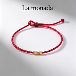 La Monada 13-21 cm 925 Silver Rope Bracelets Women Simple Circle Hoop Red Thread Line String Bracelets For Women Girls