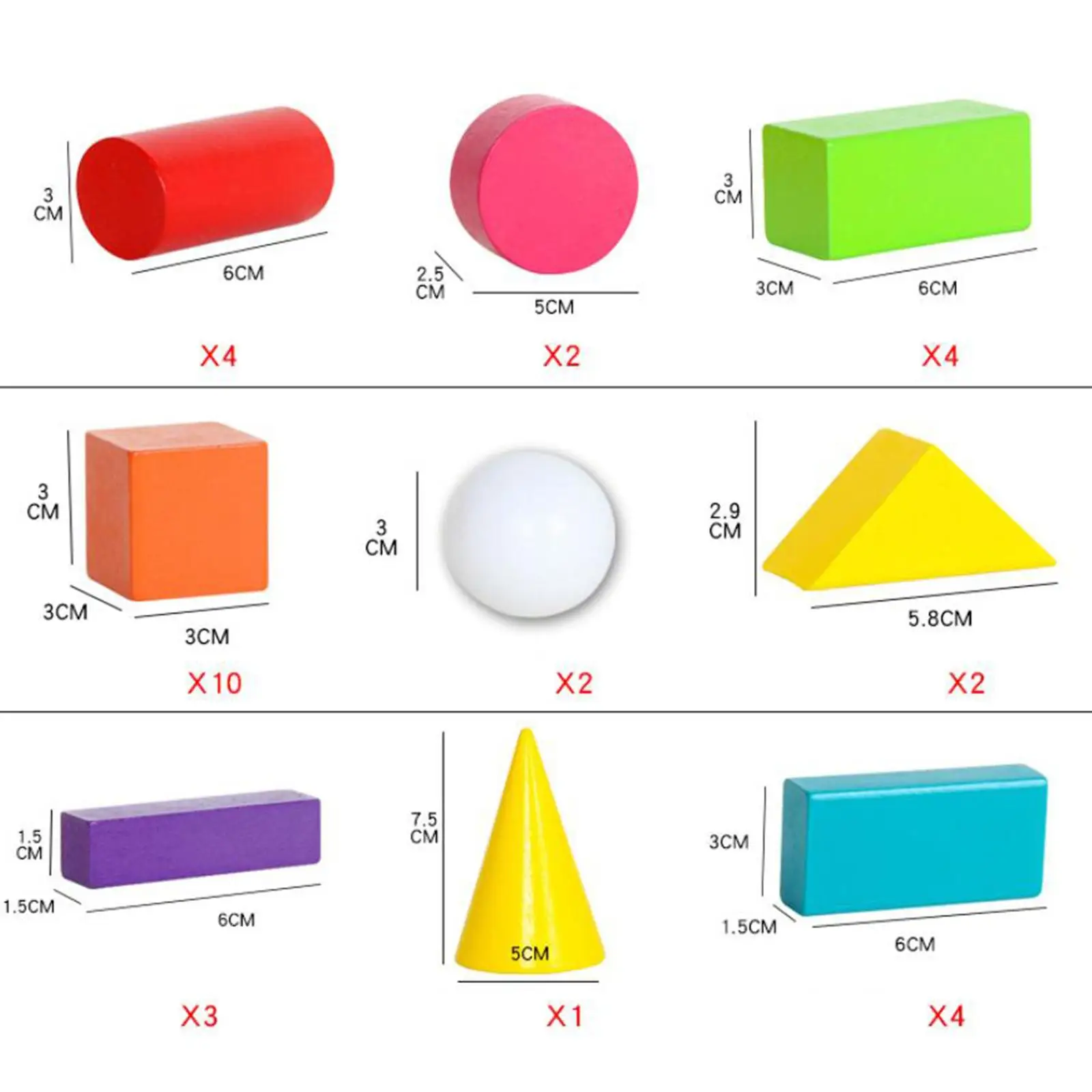 3d formas geométricas de madeira para crianças, brinquedo educativo para matemática, matemática, aprendizagem, blocos forma 3d, para crianças, meninos e meninas, sala de aula