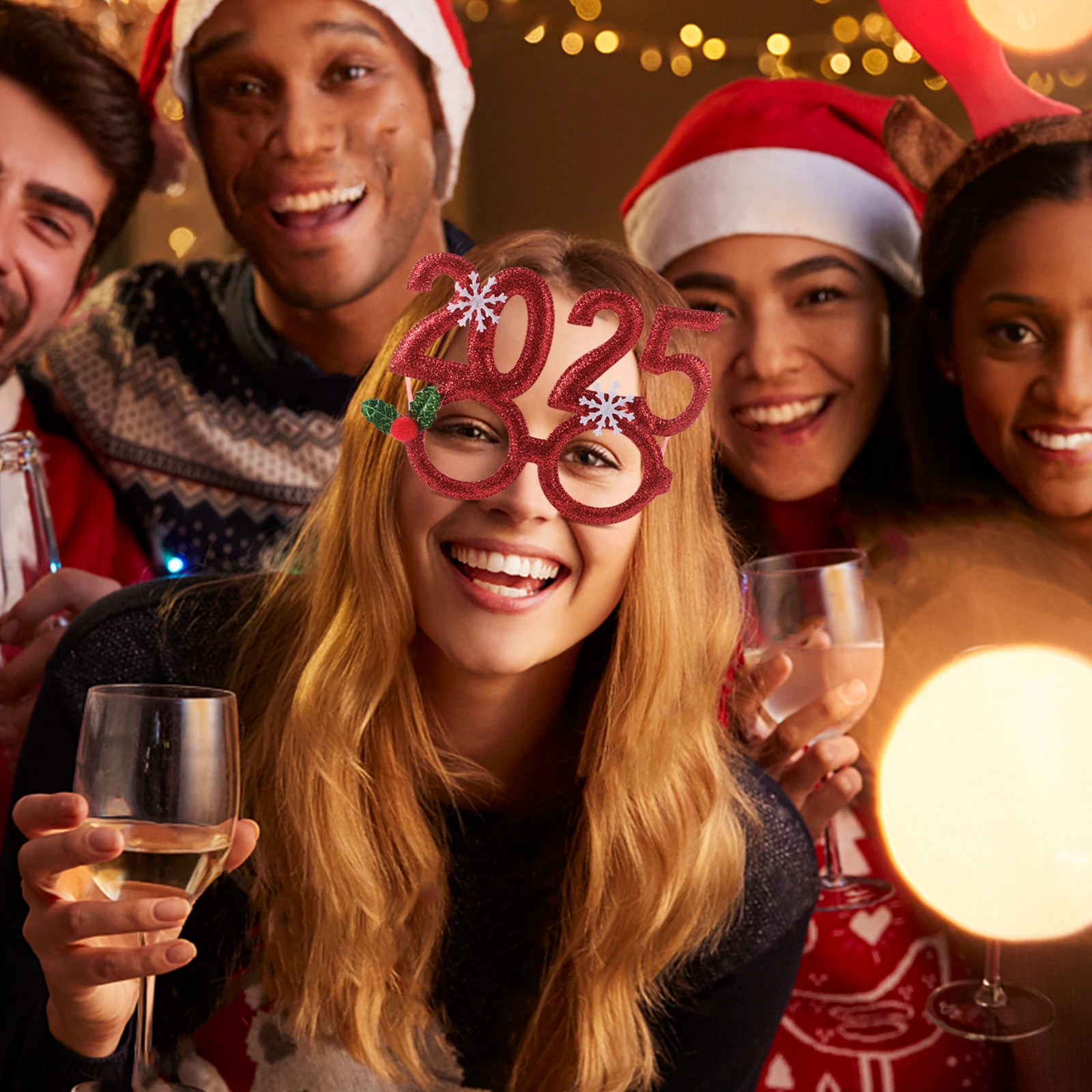 

2025 Digital Glasses Golden Color Christmas Eyeglasses Props Photo Accessories Reusable Holiday Supplies Festive Atmosphere