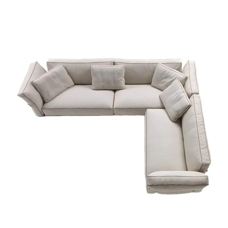 

Sofa Minimalist Villa Large Flat Floor Living Room Fabric Light Luxury Straight Row Sofa