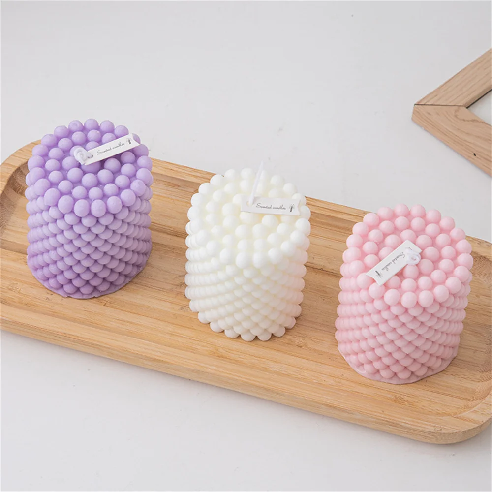 2PCS 3D Bubble Candle Mold, Spherical Resin Candle Mold, Cylindrical Candle Making Silicone Mold, Silicone Gypsum Mold