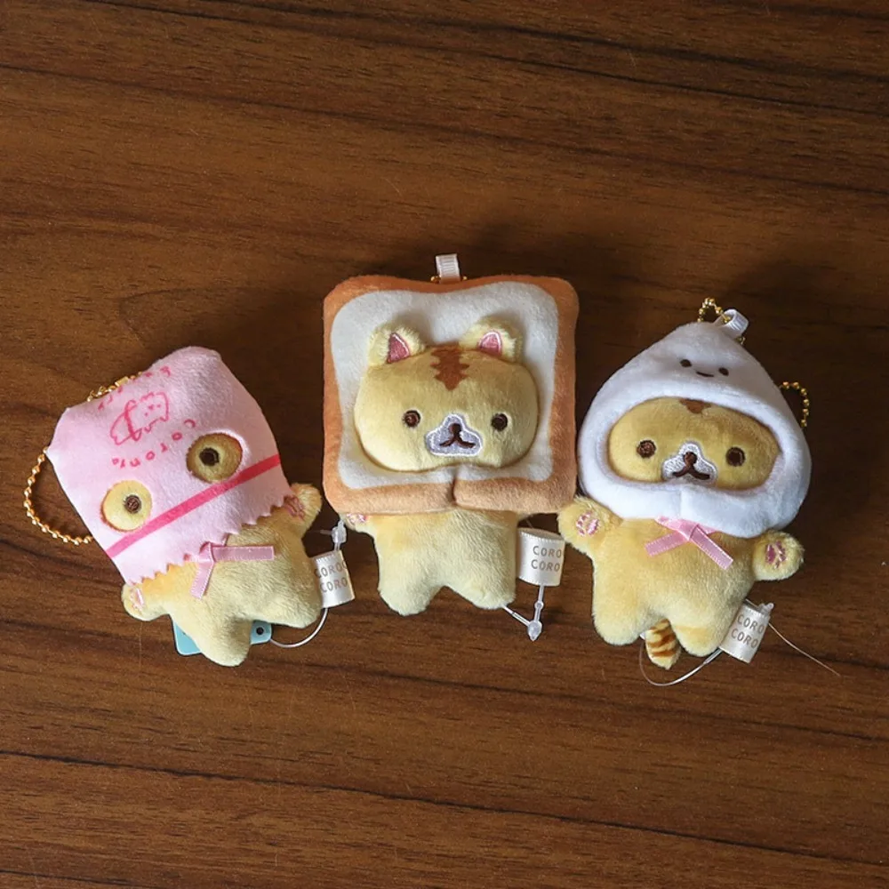 Cute Plush Toys Keyrings Funny Multipurpose Portable Stuffed Doll Keyrings Soft Bread Cat Keychains Backpack