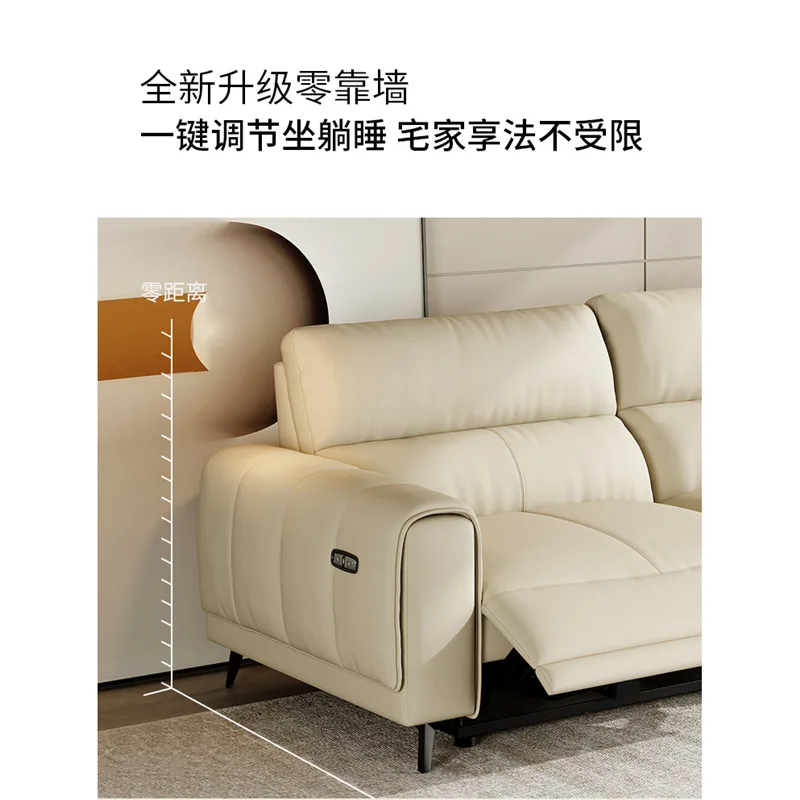 Italian light luxury full leather sofa first layer cowhide high-end designer villa large apartment living room household leather