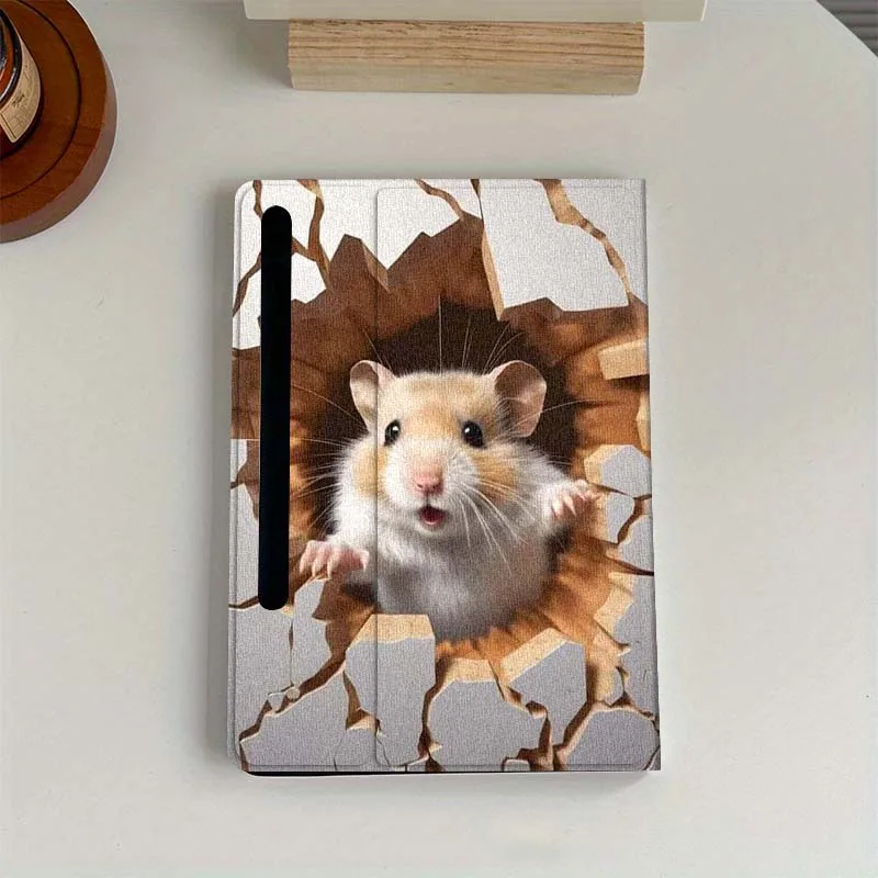 

Cute Hamster Hole Wall For Samsung Galaxy Tab S6 S7 S8 S9 S10 FE Plus Lite Soft Flexible Support Tablet Case Gift
