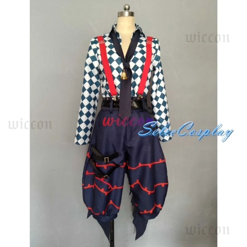 لعبة الشيطان بتلر لاتو باكا أزياء تنكرية لاتو زي مع جرس 1 متر شعر مستعار للهالوين كرنفال لعب الأدوار للرجال والنساء