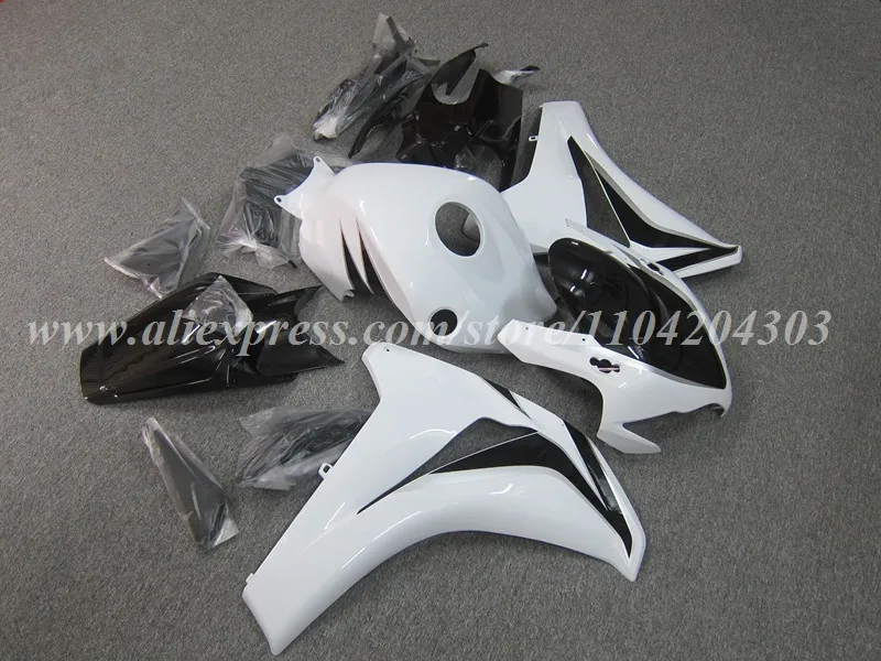 Nuovi kit carenatura moto ABS per HONDA CBR1000RR 2008 2009 2010 2011 08 09 10 11 Set carrozzeria iniezione bianco nero lucido