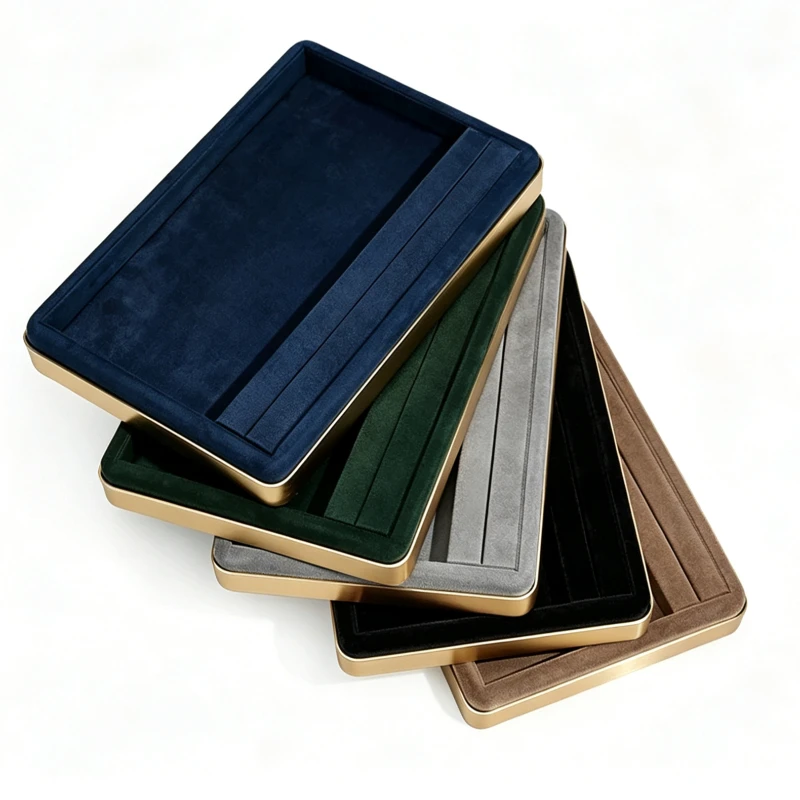 Velvet Jewelry Tray Counter Jewelry Display Tray Luxury Ring Necklace Organizer Trays Women Earrings Displays Storage Case