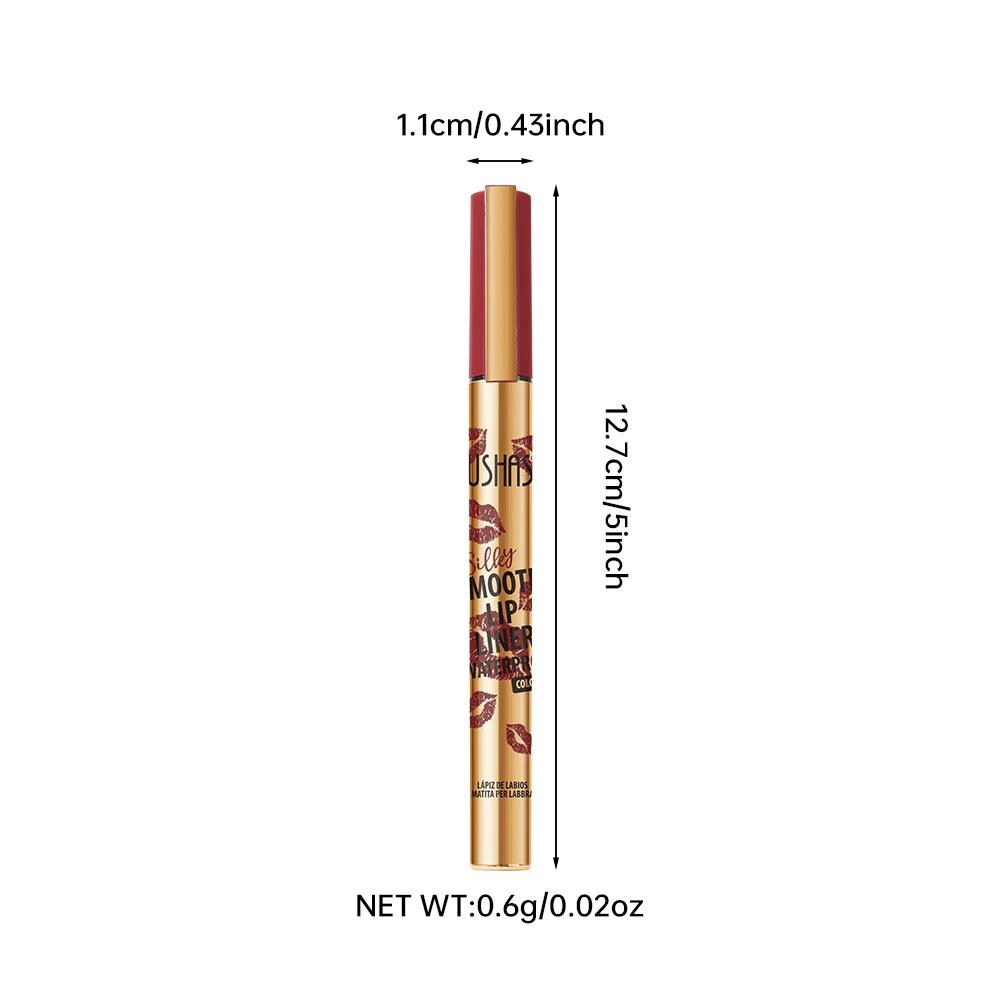 قلم تحديد شفاه USHAS مكون من 12 لونًا غير لامع يدوم طويلاً ومقاوم للماء ومقاوم للعرق وسهل التلوين قلم أحمر شفاه غير لاصق يدوم طويلاً