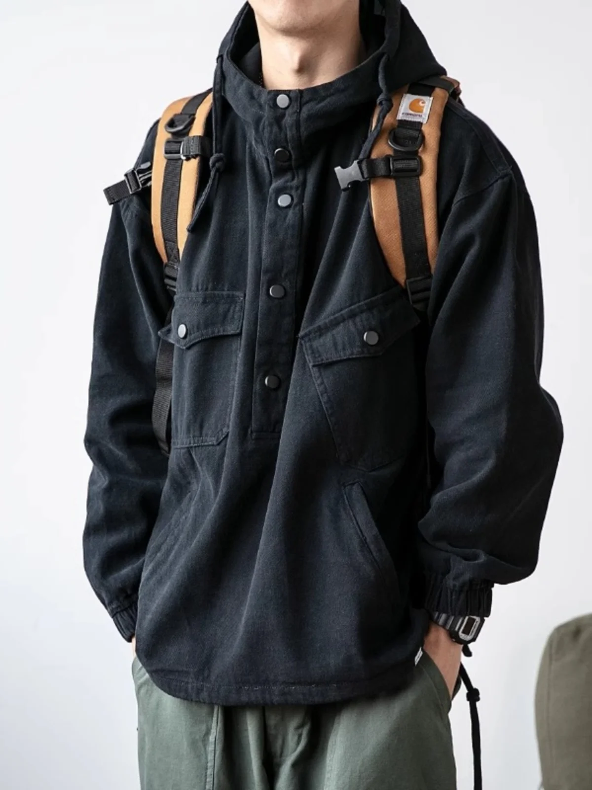 

Мужская демисезонная куртка American Workwear с капюшоном, свободного кроя, модная, универсальная, с множеством карманов, для охоты