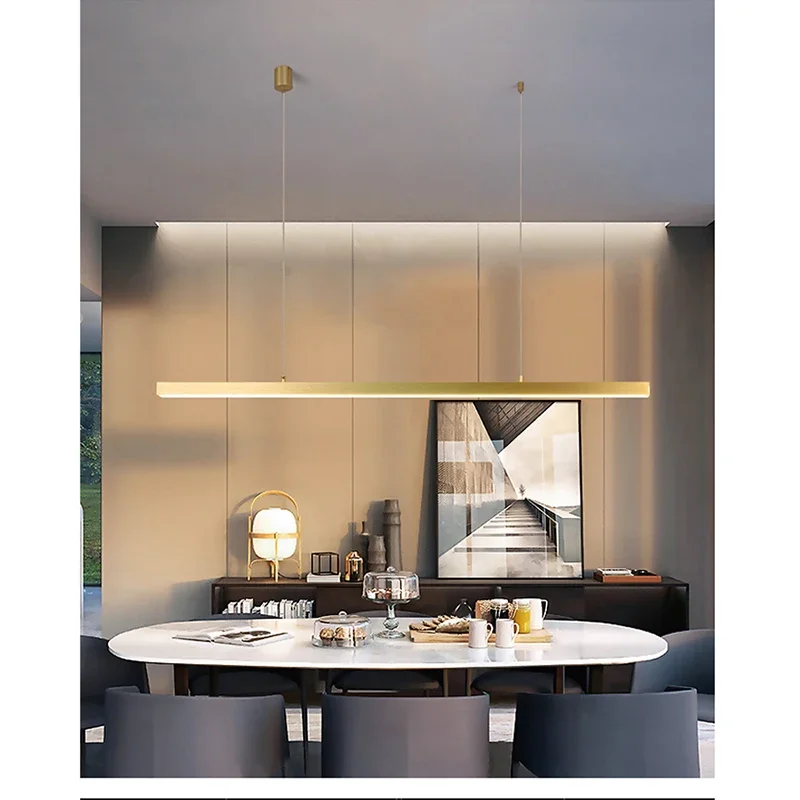 Modern LED Linear Ceiling Chandeliers  Kitchen Living Dining Room Pendant Lamp Home Decor Hanging Light Luster Fixtures