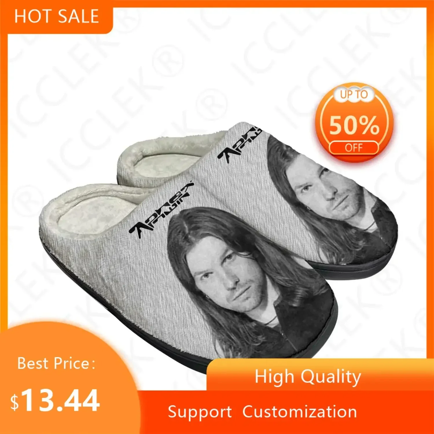 Aphex Twin Electronic Music Home Cotton Custom Slippers Mens Womens Sandals Plush Bedroom Keep Warm Shoe Thermal Custom Slipper