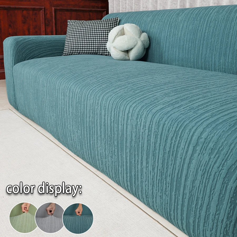High Elastic Striped Jacquard Sofa Slipcover Dust-Proof Pet Proof Removable Soft Couch Protector for Home Living Room