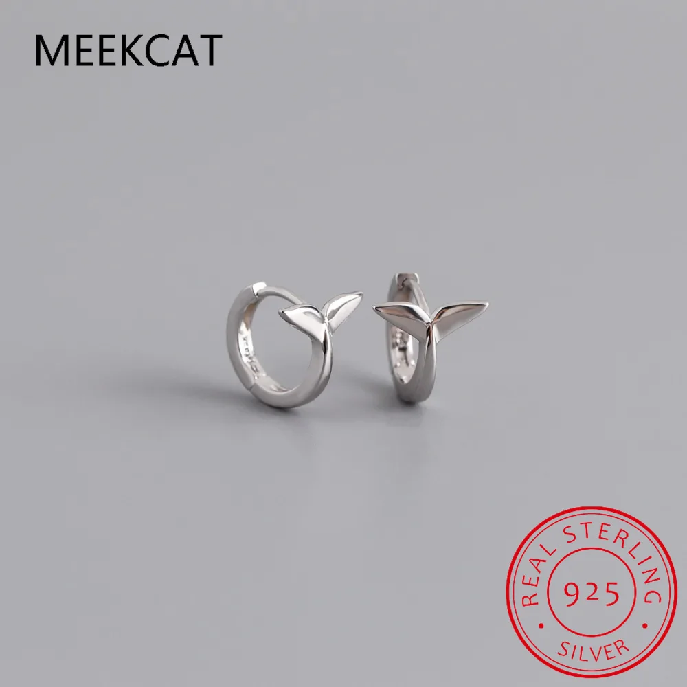 925 Sterling Silver Fish Tail Round Hoop Earring Huggies for Trendy Women Summer Fine Jewelry Minimalist Personality Accessories