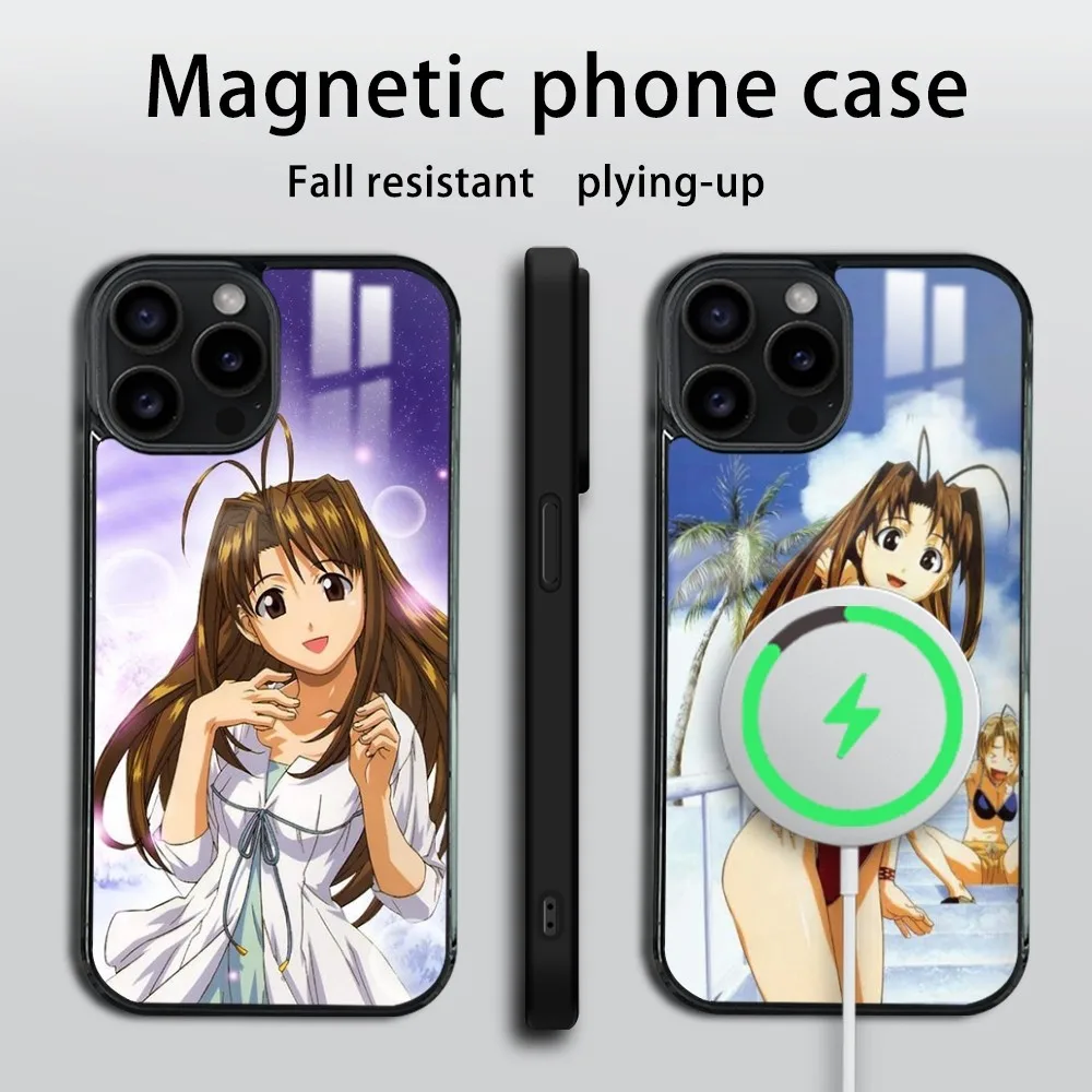 cartoon L-Love Hina Phone Case For iPhone 16 15 14 13 12 11 Pro Max Plus Mini Mirror Wireless magnetic case