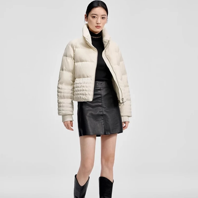 Chericom Daunenjacke mit festem Stehkragen, Zwei-Wege-Reißverschlussleiste, gestrickte Bündchen, integrierte Tasche, schwere Oberbekleidung Y309722Y