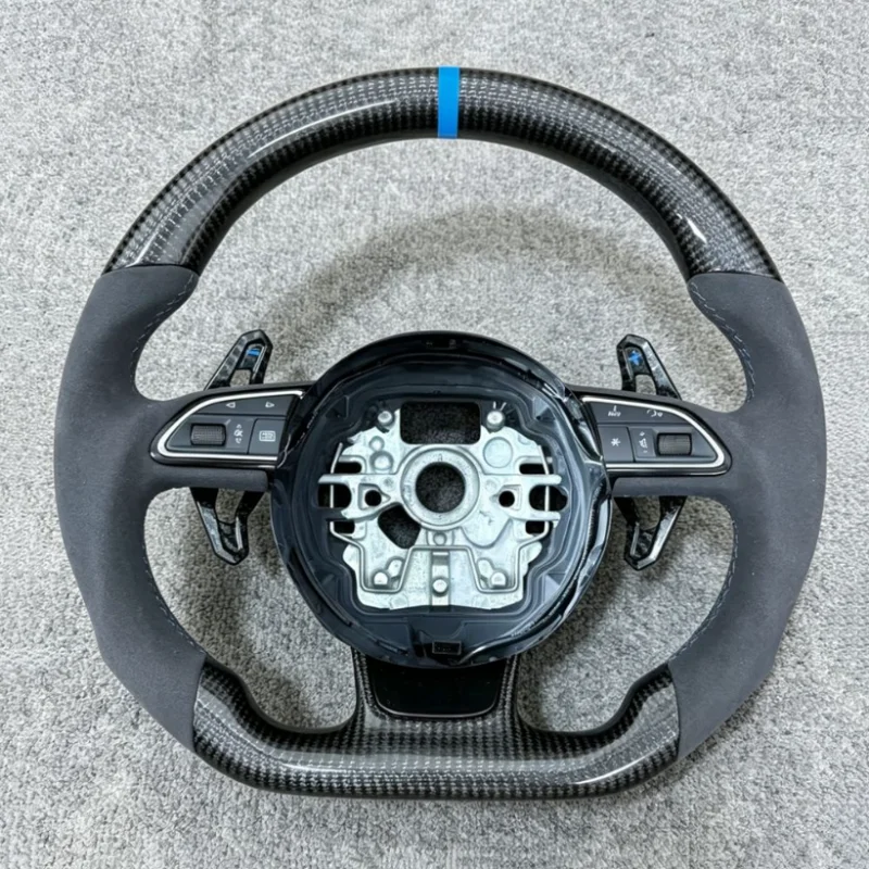 Volant personnalisé pour Audi A3 A4 B8 A5 S3 S4 S5 en fibre de carbone à fond plat en suède souple forgé à chaud, vente chaude