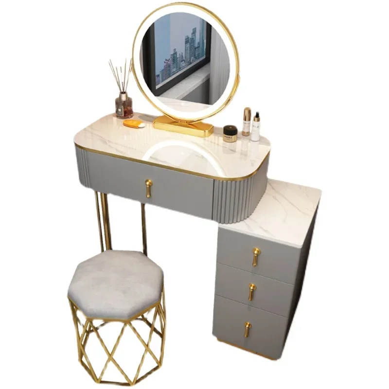 Simple Drawer Chair Dressing Table Makeup Led Drawer Cosmetic Dressing Table Bedroom Cabinets Toiletries Tables