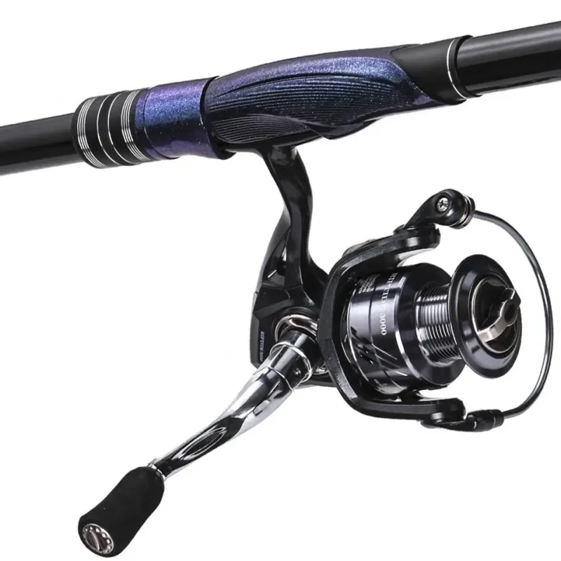 WLGZ Ultralight Large Guide Ring Rock Fishing Rod Set 3.6-5.3m and 5.2:1 High Speed Gear Ratio Spinning Reel Long Throwing Rod