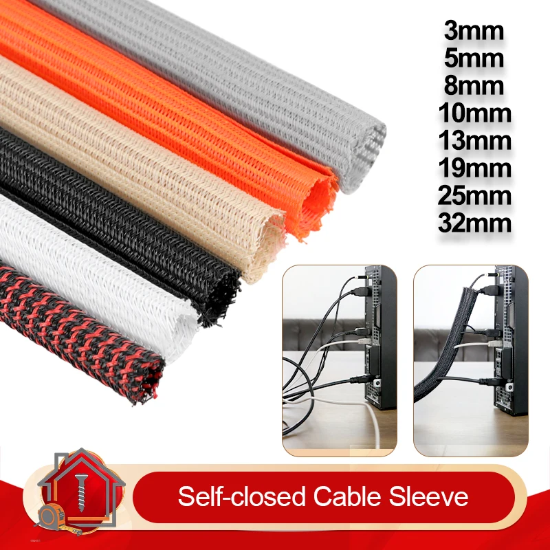 Funda Trenzada Autoadhesiva de PET de 3m para Cables de 3mm a 32mm, Aislante, Resistente al Desgaste, Organizador de Cables, Protección, Gestión de Cables