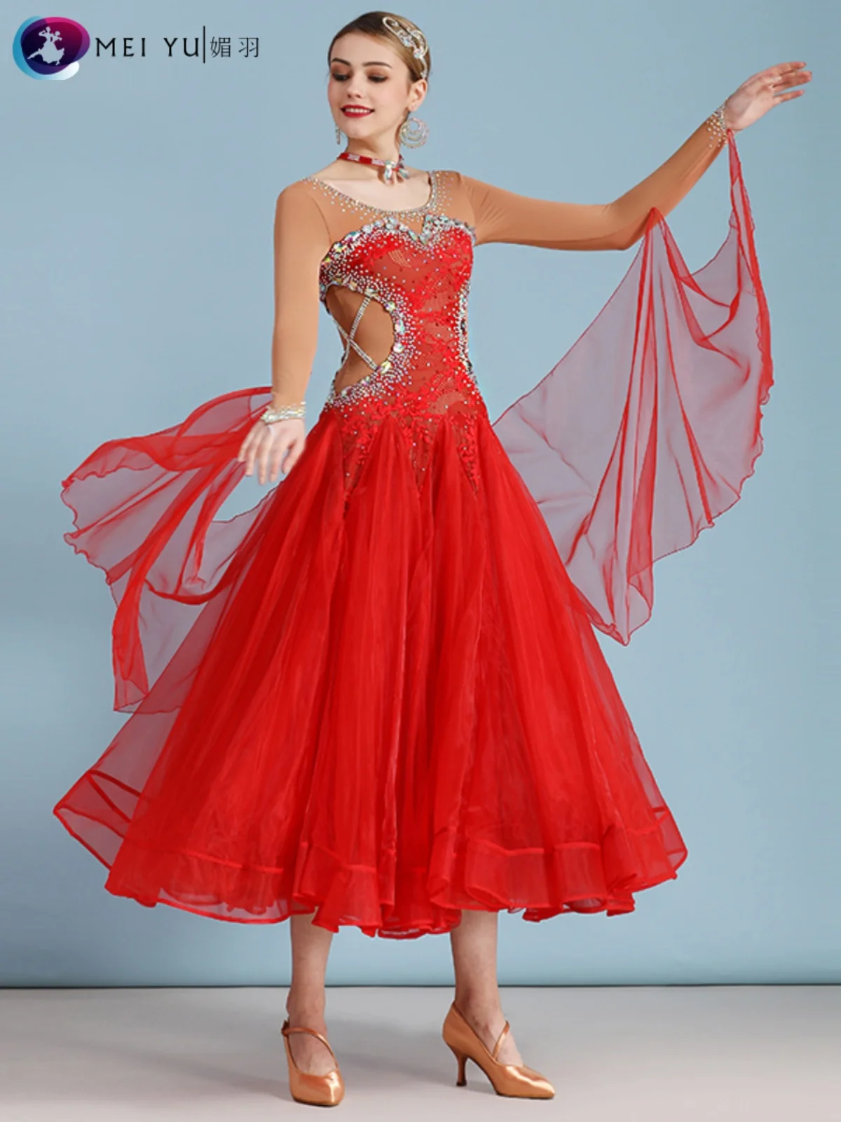 Robe de danse moderne incrustée de diamants, Costume de spectacle pour salle de bal, vêtements de compétition, My828, nouvelle collection 2025