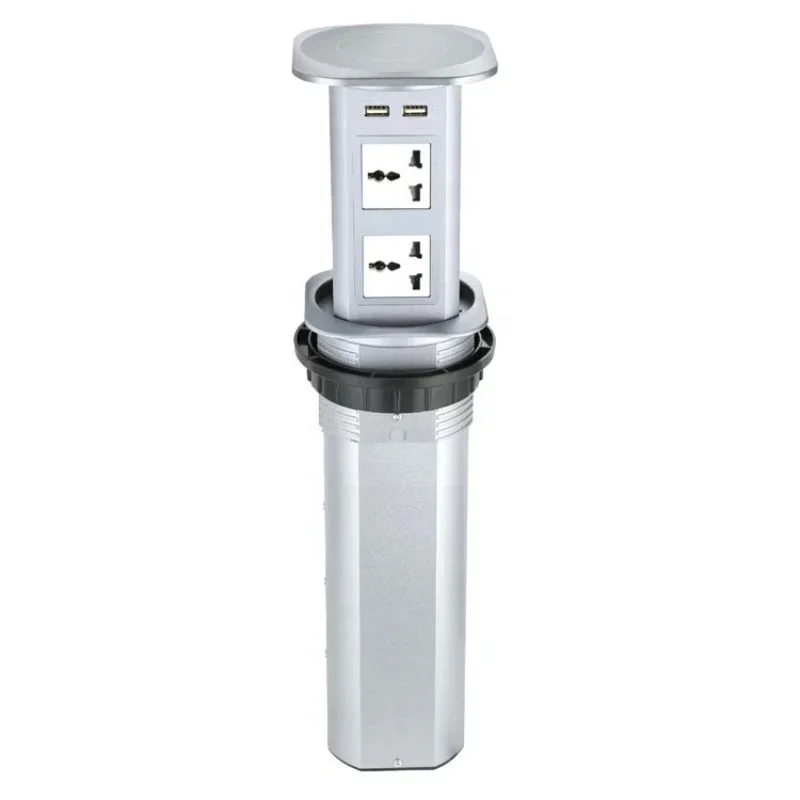 Pop Up Power Socket 4 UN Plug Socket + 2 USB Charging Connection Universal Electric Outlets Extension Socket