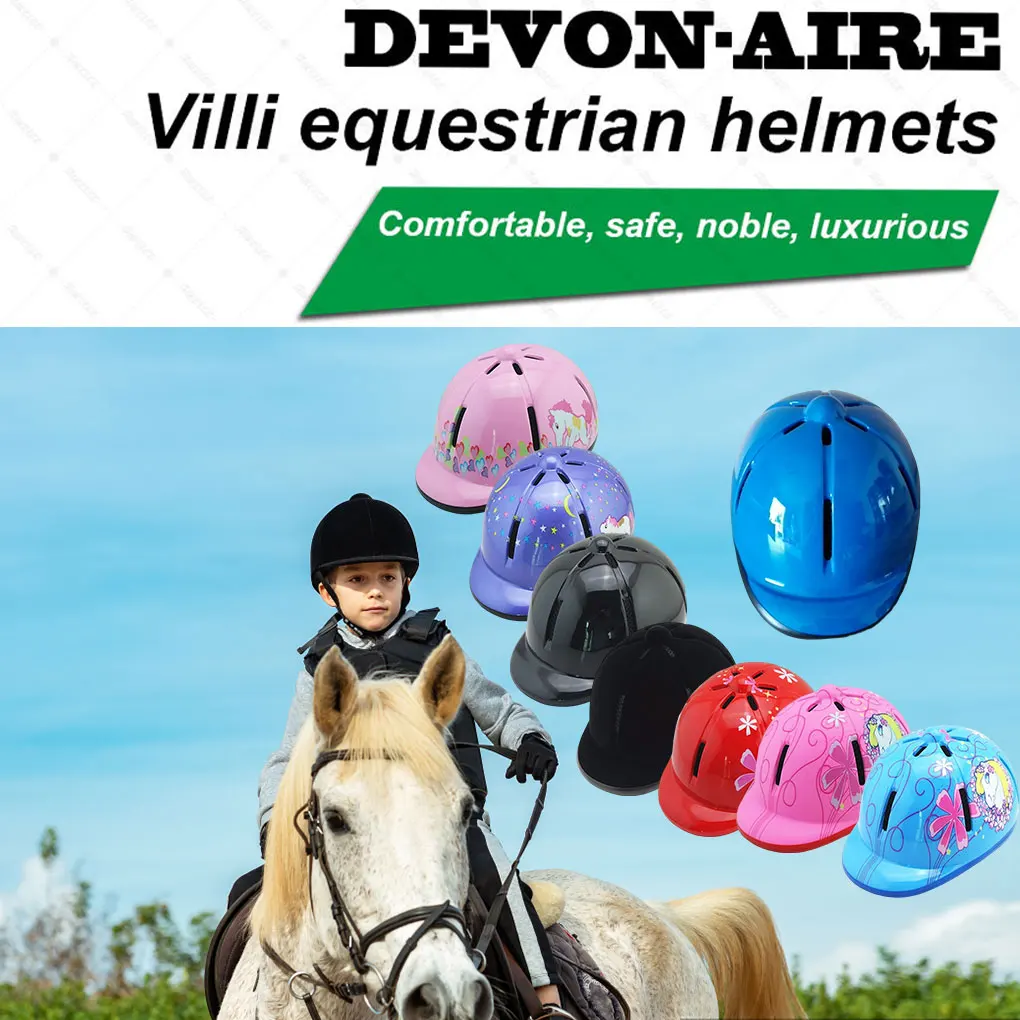 Riding Helmet Children Equestrian Shockproof Shock Absorption Blue