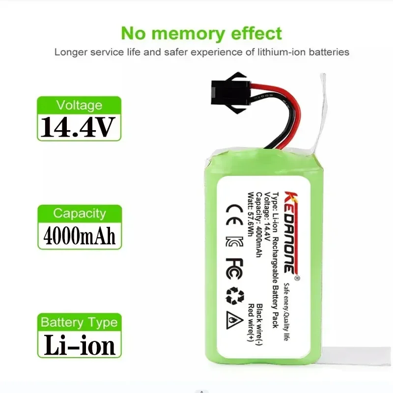 

14.4V 4.0Ah Li-ion battery For Cecotec Conga Excellence 950 990 1090 Ecovacs Deebot DN621 601/605 Eufy RoboVac 35C Panda i7 V71