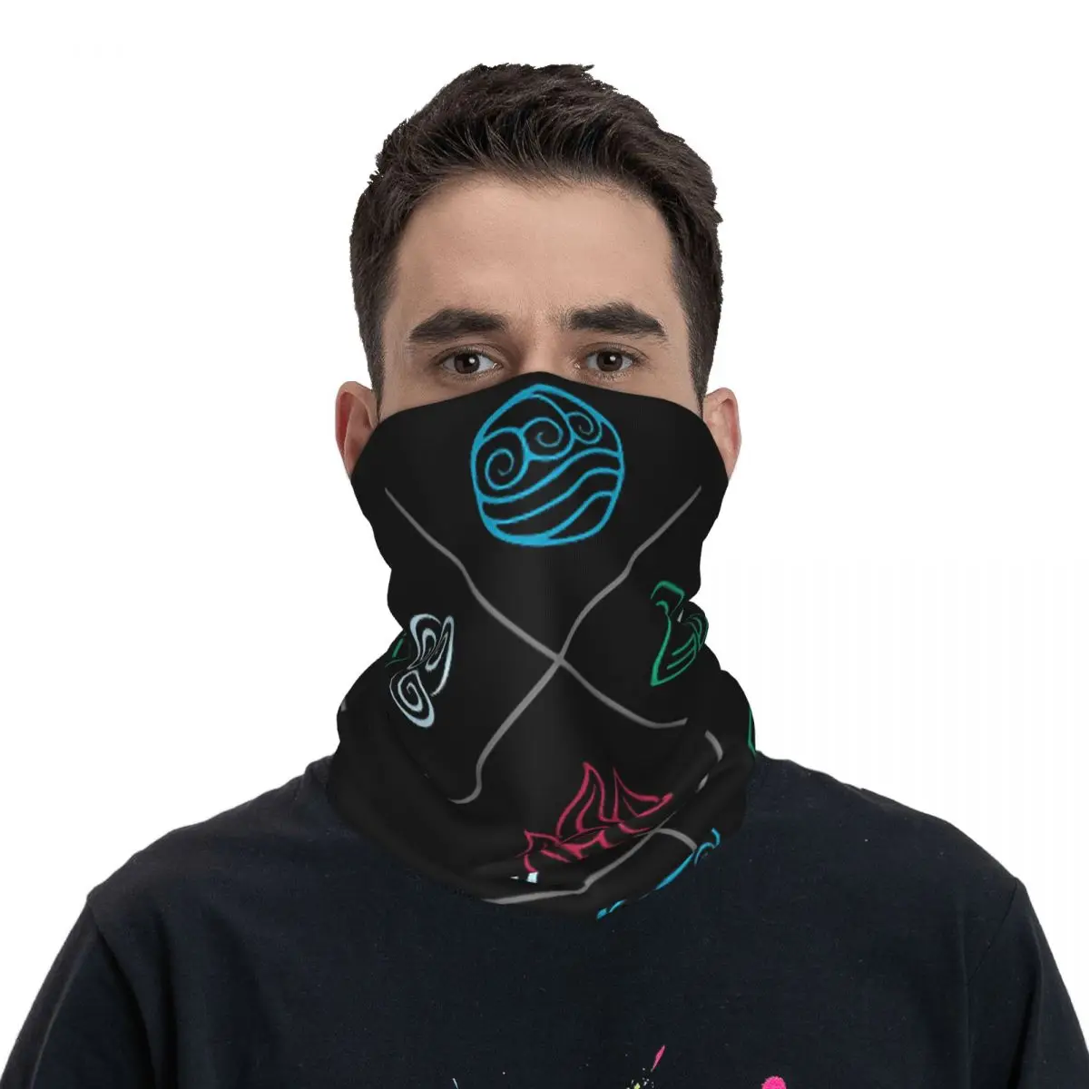 Avatar The Last Airbender Four Elements Bandana Neck Gaiter Printed Mask Scarf Multifunction Cycling Scarf Cycling Breathable