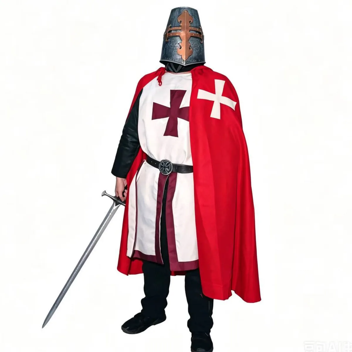 S-4XL Medieval cruzado para hombre, túnica de caballero templario, disfraces de Cosplay, sobretodo renacentista de Halloween, capa de guerrero de la peste negra, Top