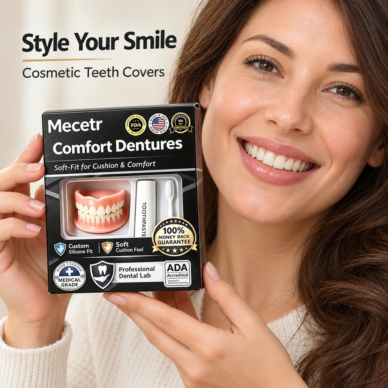 Stage Smile Teeth Covers With White Tooth Details And Pink Gum Styling In An Upper And Lower Set For Decorative Performance Use