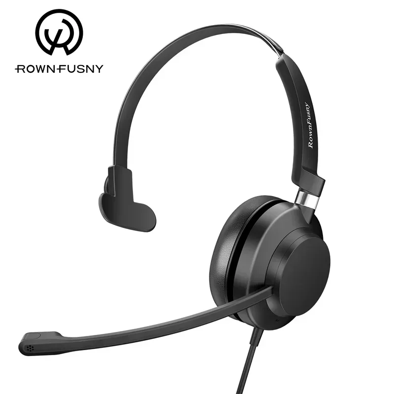 RownFusny USB Headset with Mic for PC Laptop Noise Reduction Wired Headphones in-Line Volume Control Call Answer Button R01S