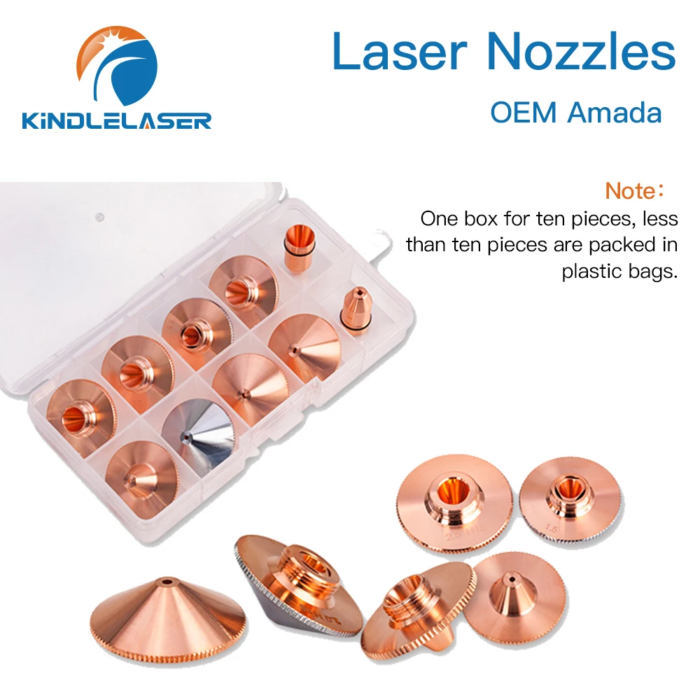 KINDLELASER 10PCS AMADA Laser Carbon Steel Cutting Nozzle For Fiber Metal Cutting Machine Head Chrome-plating Double Layer