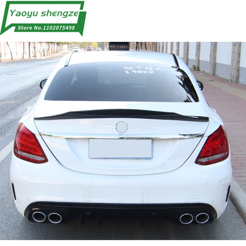 PSM Style For Mercedes Benz C Class Sedan 4-Door W205 C63 AMG C180 C200 C260 C300 spoiler 2014 to 2019 high quality ABS spoiler