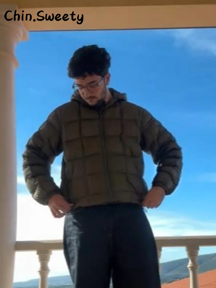 Chic Women's Hooded Puffy Quilted Cotton Coats Loose Solid Full Sleeve Zipper Pockets Jacket 2025 Winter Lady Commute Outwear