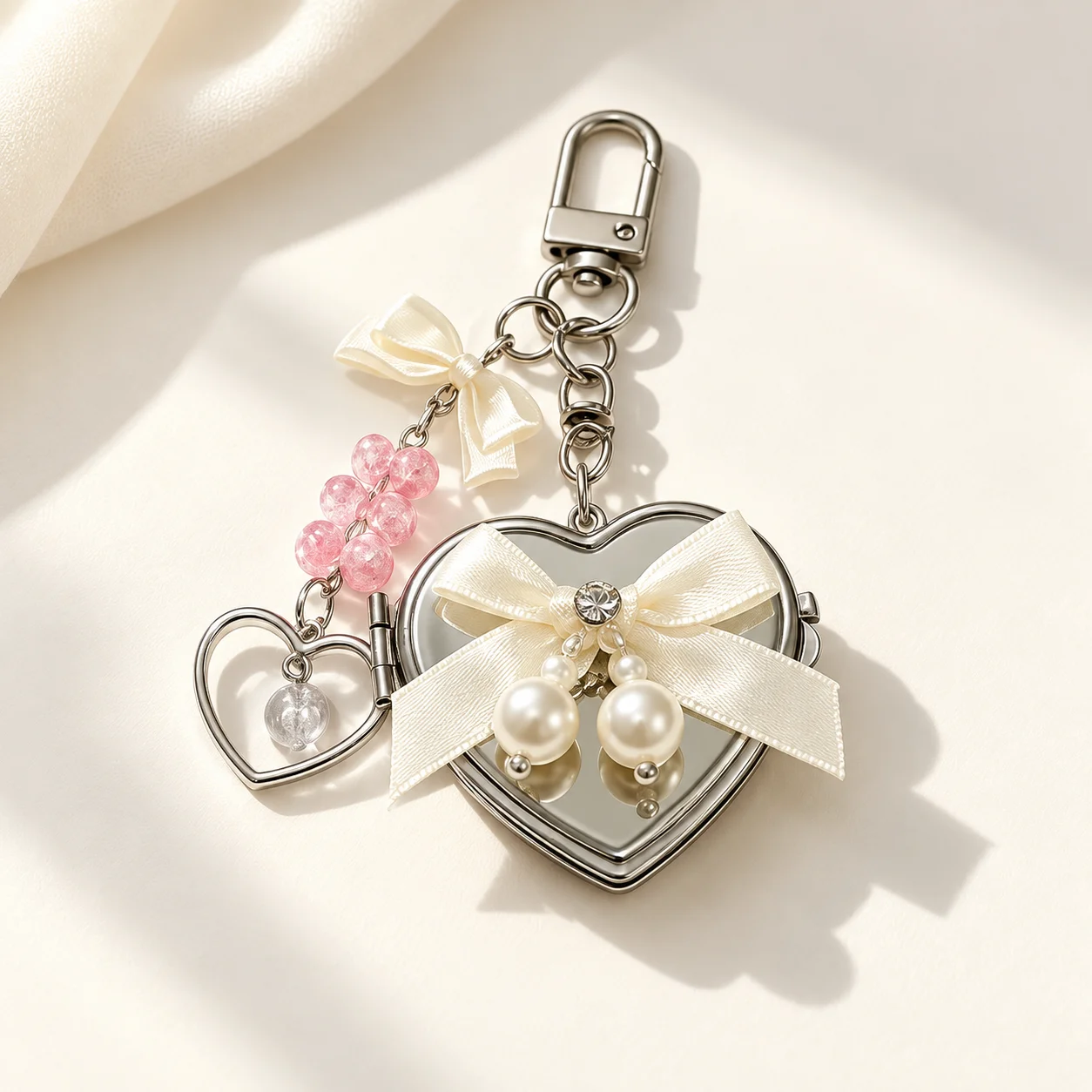 Double Sided Makeup Mirror Portable Bag Charm Mirror Makeup Mirror Keychain Double Sided For Everyday Grooming Quick Touch Ups