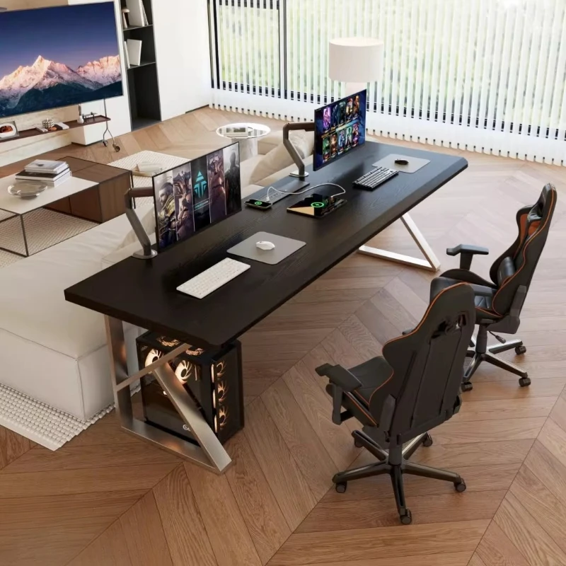 

Офисные столы и рабочие станции в стиле Баухаус, черные, для компьютера, длинный двойной стол для киберспорта, письменный стол